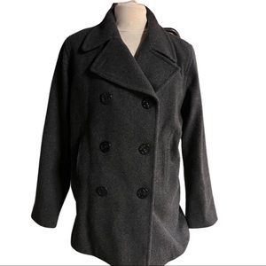 Vintage J.Percy Gray 100% Merino Wool Pea Coat.